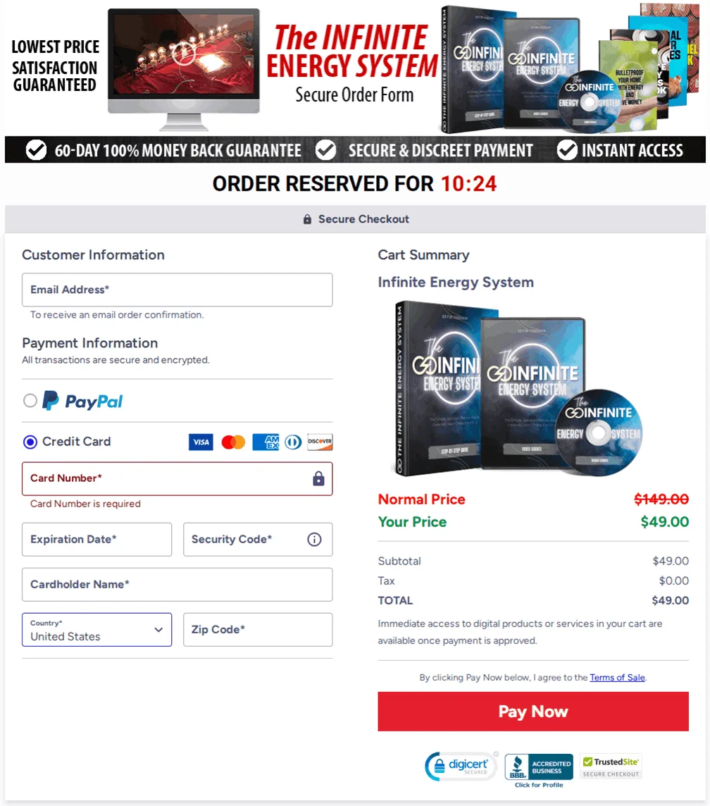 Infinite Energy System supplement bottle